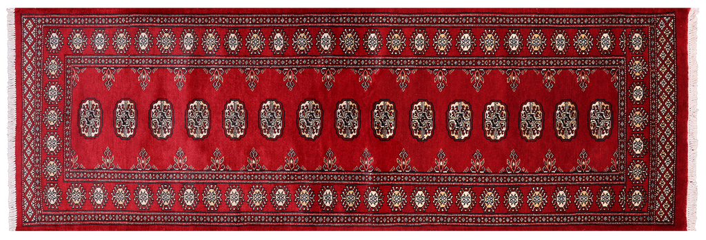 Red 2' 6" X 7' 9" Silky Bokhara Handmade Wool Runner Rug - Q24805