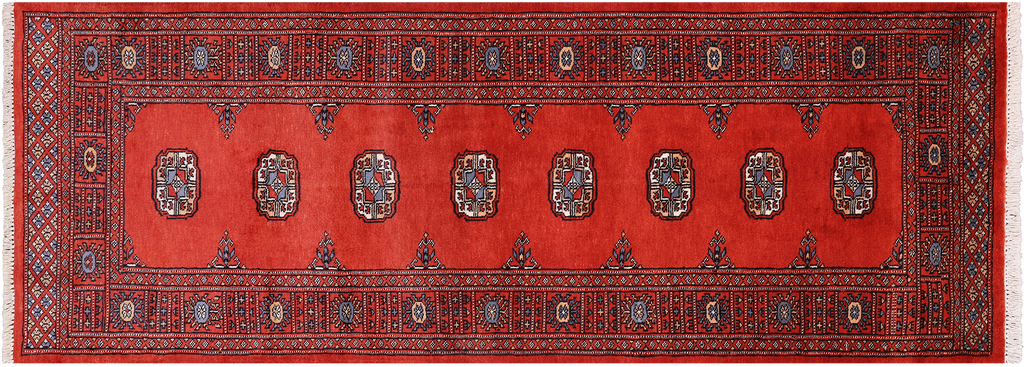 Rust 2' 7" X 7' 4" Runner Silky Bokhara Handmade Wool Rug - Q24810