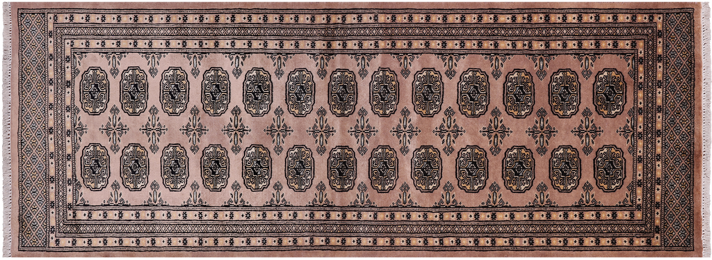 Light Brown 2' 8" X 7' 1" Runner Silky Bokhara Hand-Knotted Wool Rug - Q24815