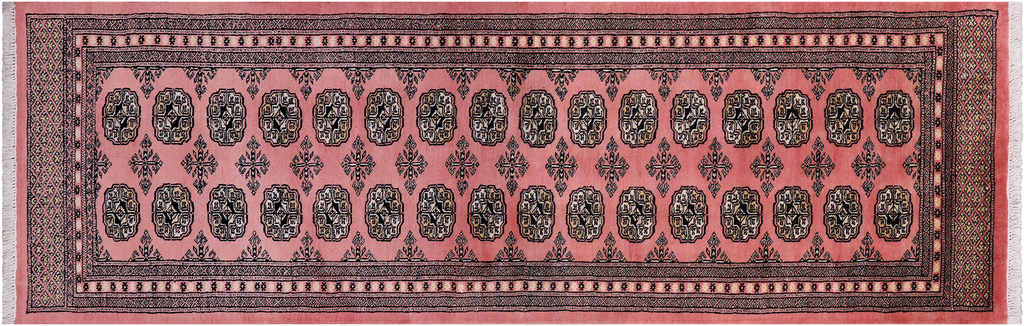 Pink 2' 6" X 7' 10" Runner Silky Bokhara Handmade Wool Rug - Q24823