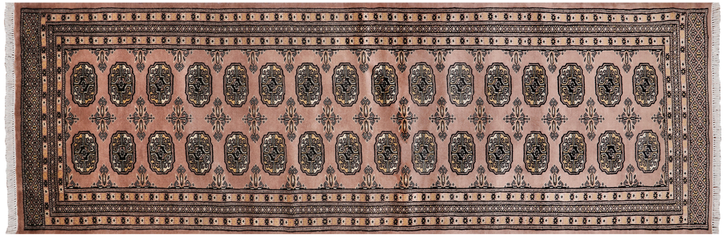 Light Brown 2' 7" X 7' 9" Runner Silky Bokhara Hand Knotted Wool Rug - Q24838
