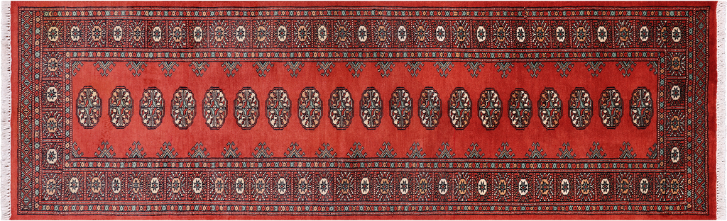 Rust 2' 6" X 8' 0" Runner Silky Bokhara Hand Knotted Wool Rug - Q24845