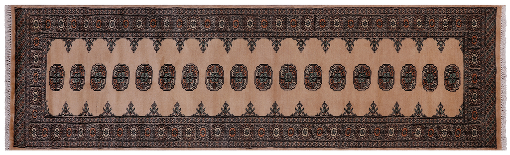 Beige 2' 6" X 8' 6" Silky Bokhara Handmade Wool Runner Rug - Q24847
