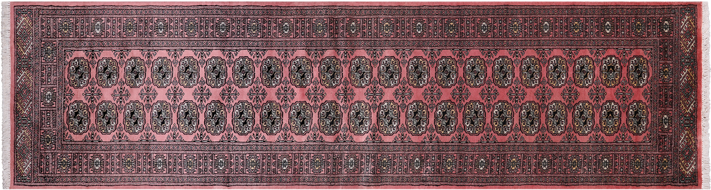 Pink 2' 6" X 9' 8" Silky Bokhara Hand Knotted Wool Runner Rug - Q24858