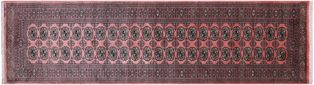 Pink 2' 8" X 9' 6" Signed Silky Bokhara Hand-Knotted Wool Runner Rug - Q24861