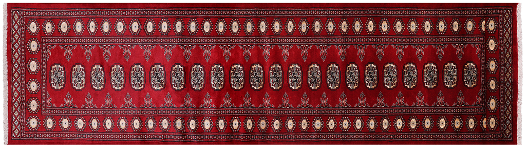 Red 2' 7" X 9' 6" Silky Bokhara Hand Knotted Wool Runner Rug - Q24862