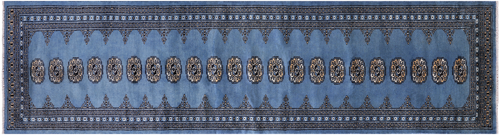 Blue 2' 7" X 9' 11" Silky Bokhara Handmade Wool Runner Rug - Q24864