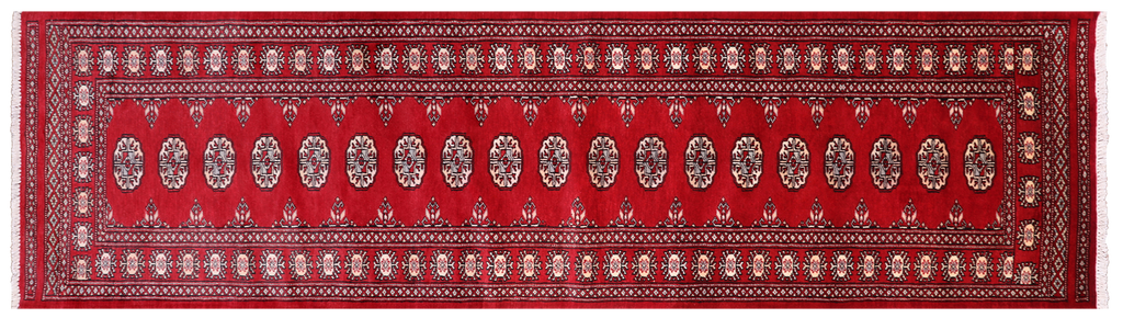 Red 2' 7" X 9' 11" Runner Silky Bokhara Handmade Wool Rug - Q24865