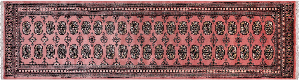 Pink 2' 7" X 9' 10" Silky Bokhara Hand-Knotted Wool Runner Rug - Q23899