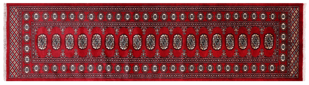 Red 2' 6" X 9' 9" Silky Bokhara Hand Knotted Wool Runner Rug - Q24867