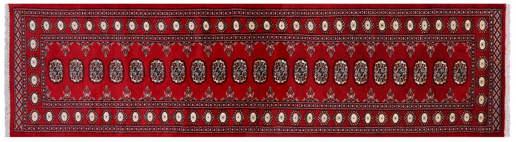 Red 2' 7" X 10' 1" Silky Bokhara Hand Knotted Wool Runner Rug - Q24872