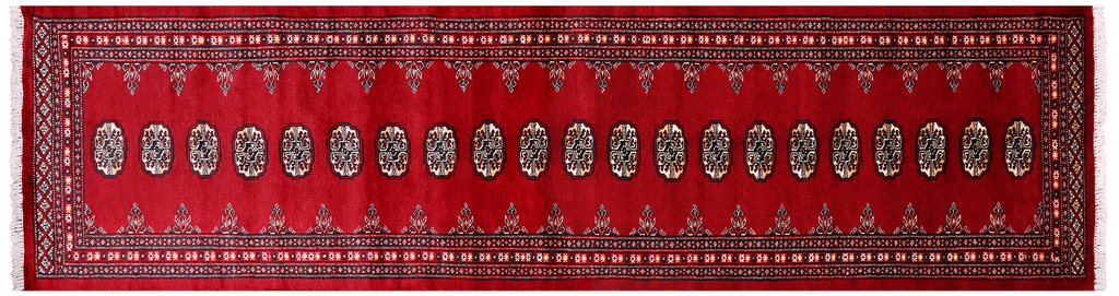Red 2' 6" X 9' 10" Silky Bokhara Handmade Wool Runner Rug - Q24876
