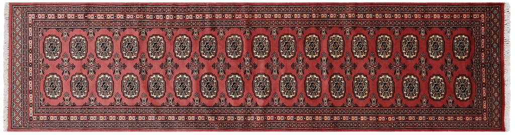 Pink 2' 6" X 9' 9" Silky Bokhara Hand Knotted Wool Runner Rug - Q24883