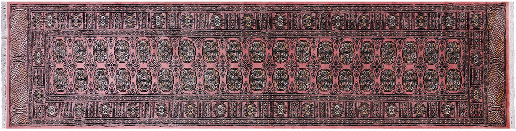 Pink 2' 6" X 10' 1" Runner Silky Bokhara Handmade Wool Rug - Q24892