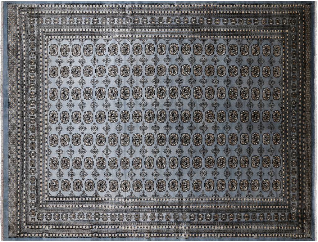 Blue 9' 2" X 12' 4" Silky Bokhara Hand Knotted Wool Rug - Q24948