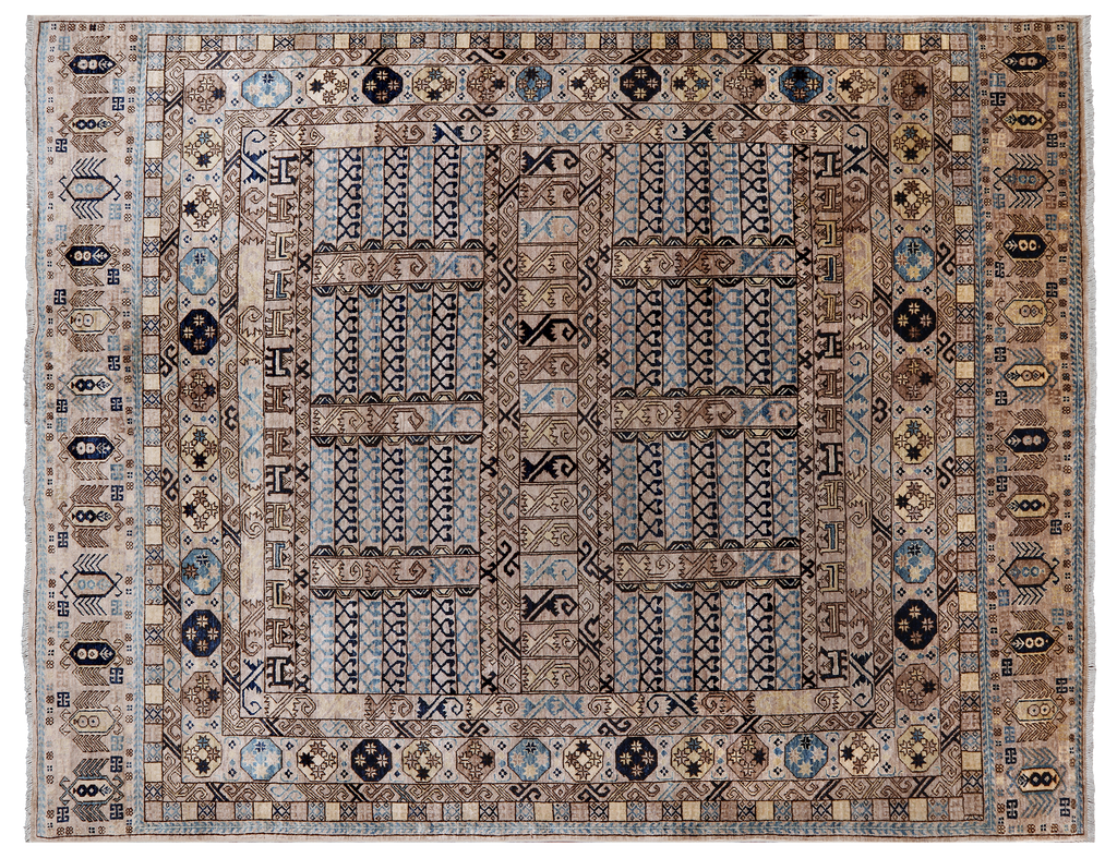 Grey 7' 11" X 9' 11" Fine Turkmen Ersari Handmade Rug - Q24958