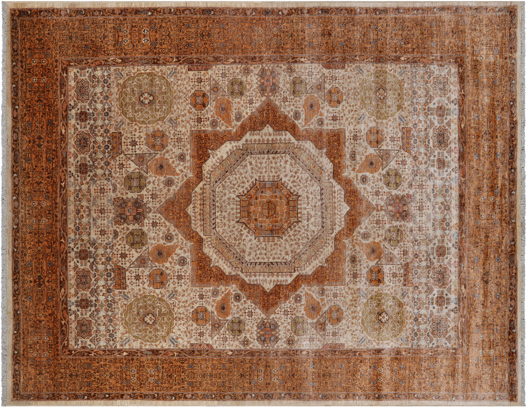 Ivory 8' 0" X 10' 2" Geometric Mamluk Hand Knotted Wool Rug - Q24961
