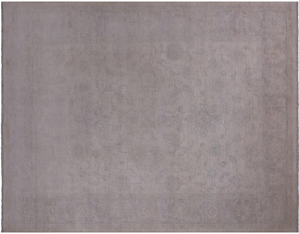 Ivory 8' 9" X 11' 7" Turkish Oushak Washed Out Hand Knotted Wool Rug - Q24971