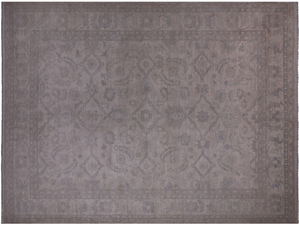 Ivory 8' 8" X 11' 10" Turkish Oushak Washed Out Hand-Knotted Wool Rug - Q24976