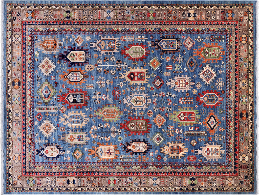 Blue 9' 2" X 12' 0" Super Turkmen Ersari Handmade Wool Rug - Q24983