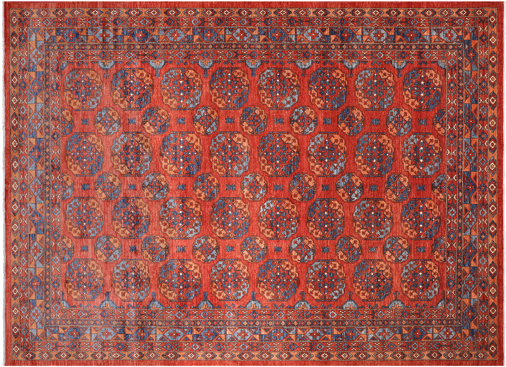 Rust 10' 1" X 13' 8" Tribal Ersari Hand-Knotted Wool Rug - Q24986