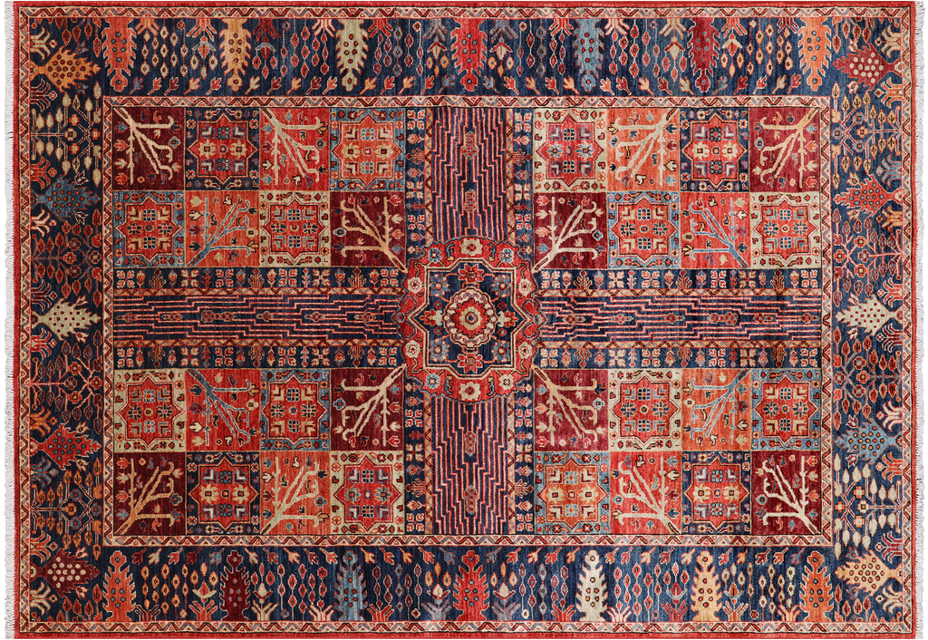 Red 6' 1" X 8' 9" Persian Fine Serapi Hand Knotted Wool Rug - Q24995