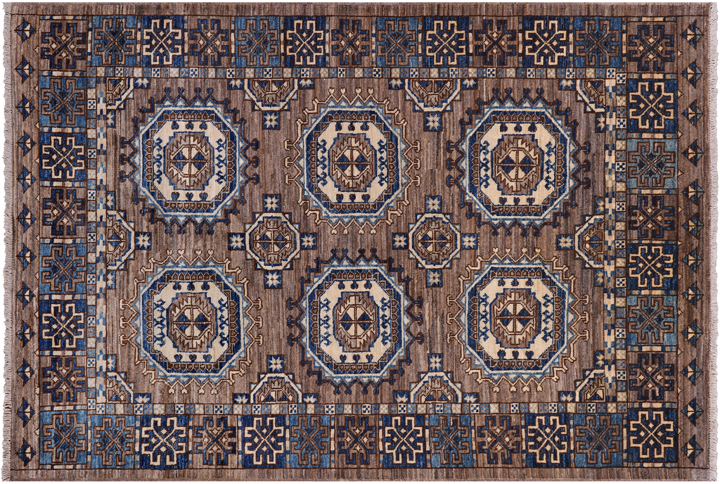 4' 1" X 6' 0" Super Turkmen Ersari Handmade Wool Rug - Q25002