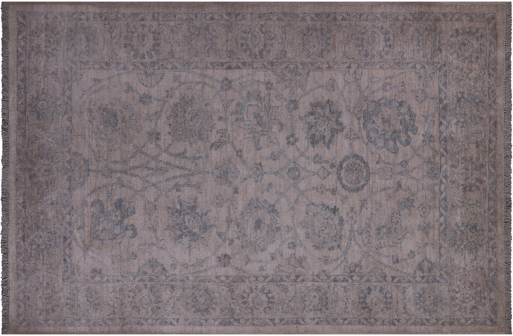 Ivory 4' 0" X 5' 11" Turkish Oushak Washed Out Handmade Wool Rug - Q25004
