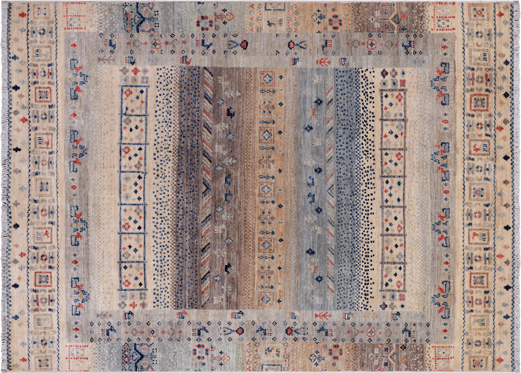 4' 0" X 5' 6" Persian Gabbeh Tribal Hand Knotted Wool Rug - Q25005