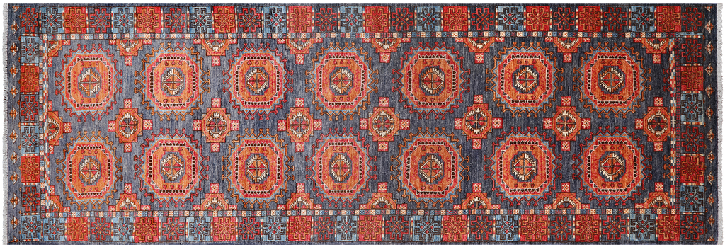 3' 11" X 12' 6" Super Turkmen Ersari Handmade Wool Runner Rug - Q25007