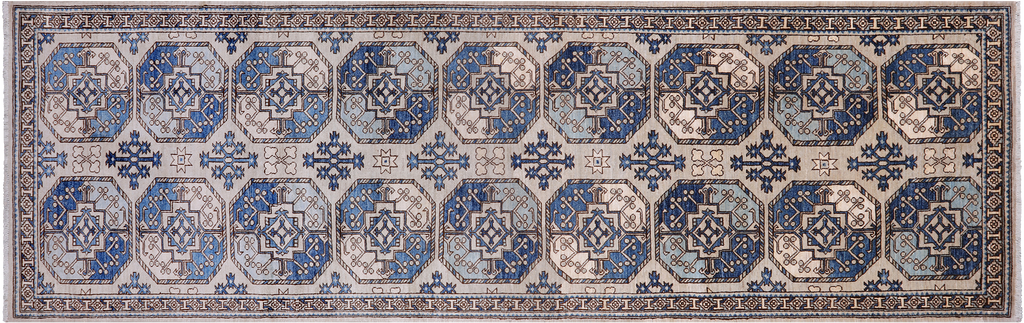 3' 9" X 12' 4" Runner Super Turkmen Ersari Hand Knotted Wool Rug - Q25018