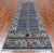 Blue 3' 11" X 11' 8" Runner Fine Turkmen Ersari Handmade Wool Rug - Q25022