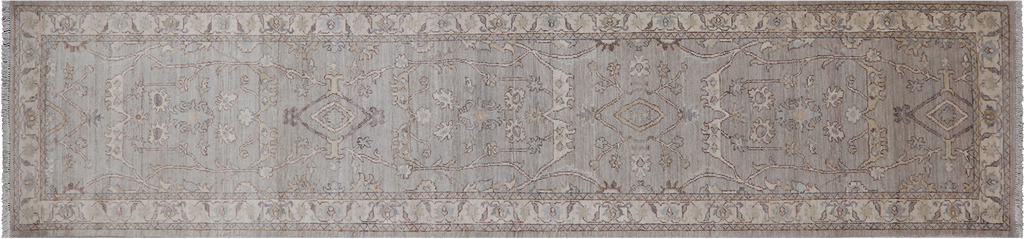 Silver 2' 9" X 11' 11" Runner Turkish Oushak Washed Out Handmade Wool Rug - Q25032