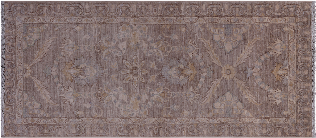 Grey 2' 6" X 5' 8" Turkish Oushak Washed Out Handmade Wool Runner Rug - Q25037