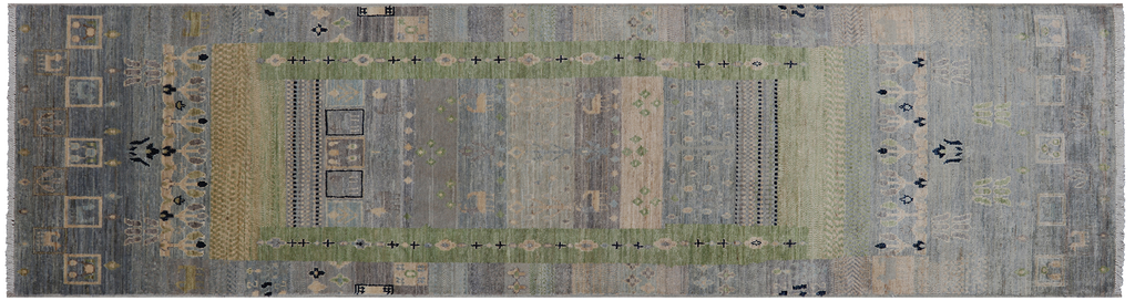 2' 6" X 9' 5" Tribal Persian Gabbeh Hand Knotted Wool Runner Rug - Q25042