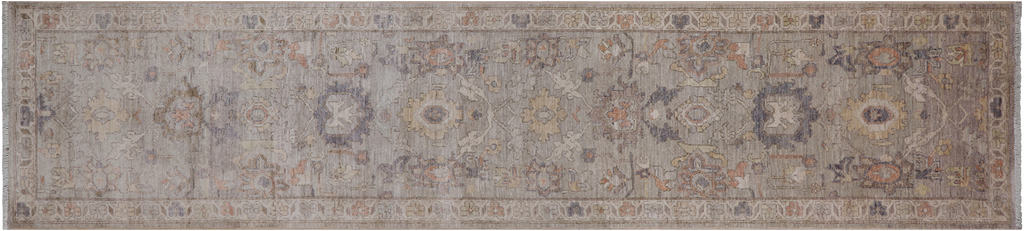 Silver 2' 7" X 11' 5" Turkish Oushak Washed Out Handmade Wool Runner Rug - Q25043