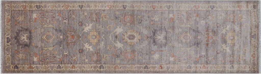 Silver 2' 10" X 10' 2" Runner Turkish Oushak Washed Out Handmade Wool Rug - Q25045