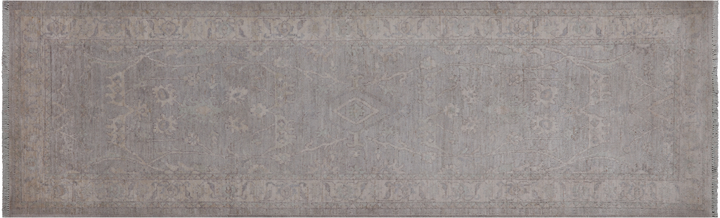 Silver 2' 5" X 7' 10" Turkish Oushak Washed Out Handmade Wool Runner Rug - Q25046