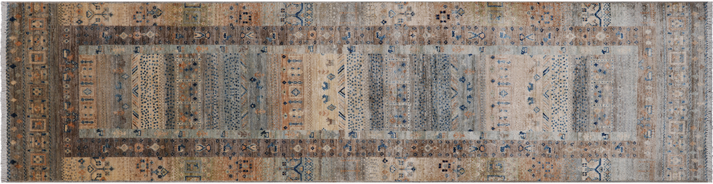 2' 6" X 9' 7" Runner Tribal Persian Gabbeh Hand-Knotted Wool Rug - Q25056