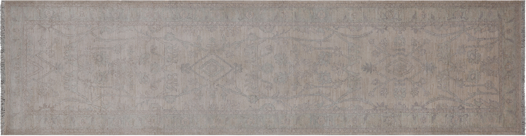 Ivory 2' 6" X 9' 9" Turkish Oushak Washed Out Handmade Wool Runner Rug - Q25060