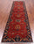 Red 3' 1" X 11' 9" Runner Persian Heriz Serapi Hand-Knotted Wool Rug - Q25065