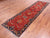 Red 3' 1" X 11' 9" Runner Persian Heriz Serapi Hand-Knotted Wool Rug - Q25065