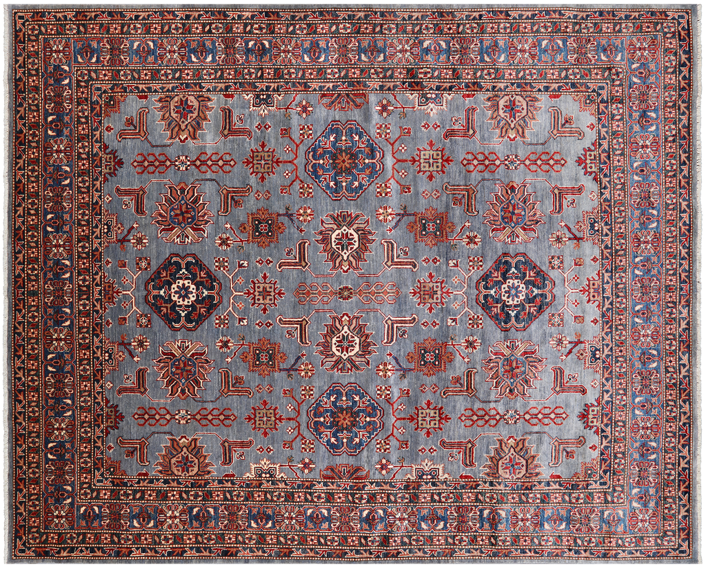 Blue 7' 10" X 9' 8" Super Kazak Hand Knotted Wool Rug - Q25088
