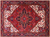 Red 6' 7" X 9' 3" Vintage Persian Heriz Serapi Handmade Wool Rug - Q25105