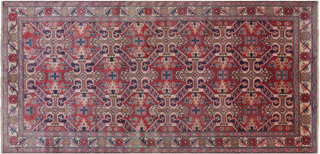 Red 5' 0" X 10' 4" Vintage Persian Handmade Wool Rug - Q25131