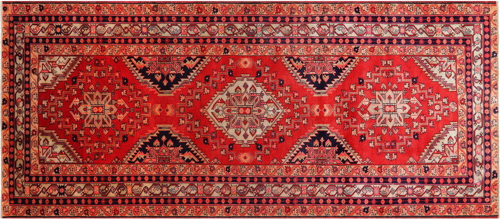 Red 4' 7" X 10' 10" Vintage Persian Handmade Wool Rug - Q25135