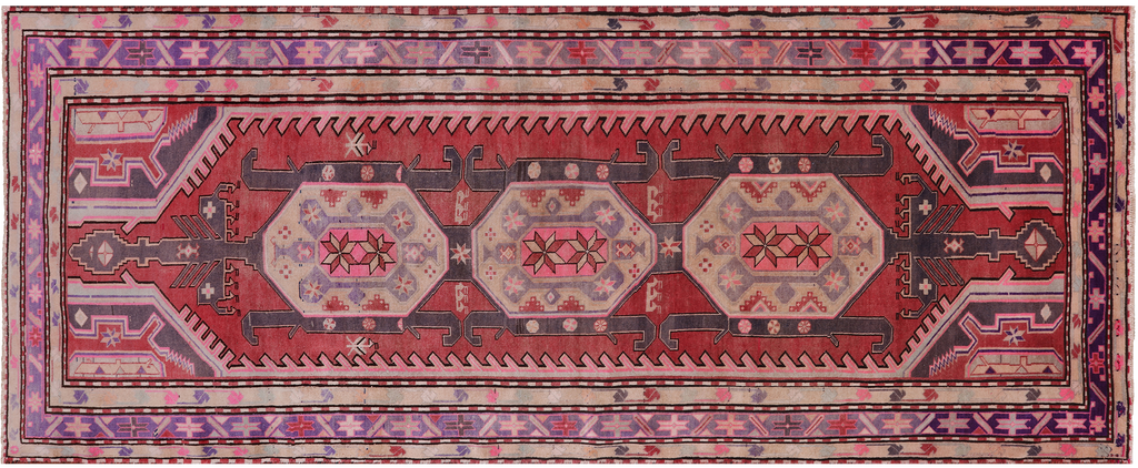 Red 4' 0" X 10' 0" Runner Vintage Persian Hand Knotted Wool Rug - Q25138