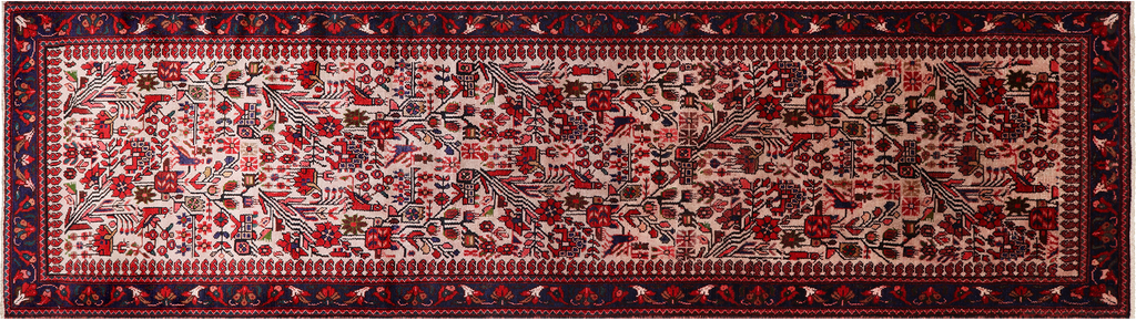 Grey 3' 0" X 11' 5" Runner Vintage Persian Handmade Wool Rug - Q25153