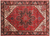 Red 6' 9" X 9' 3" Vintage Persian Heriz Serapi Handmade Wool Rug - Q25170