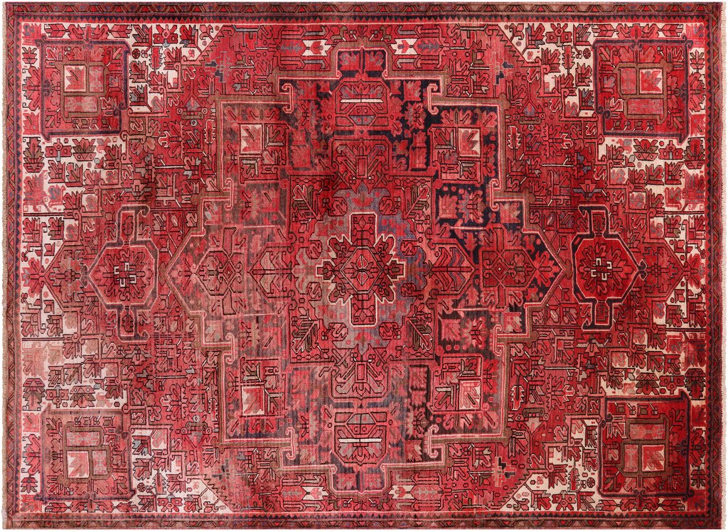 Rust 7' 7" X 10' 5" Vintage Persian Heriz Serapi Hand-Knotted Wool Rug - Q25171